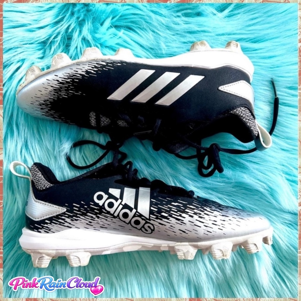 Adidas Men’s Afterburner Black Silver White Baseball Cleats Size 7.5
